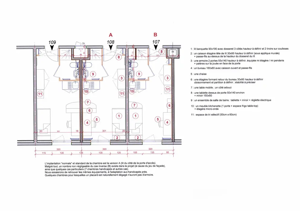 Plan d'implantation du studio T1 Campus Maupassant